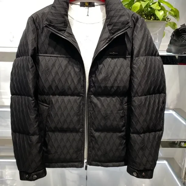 冬季新款男式合身版立领印花舒适型休闲羽绒服