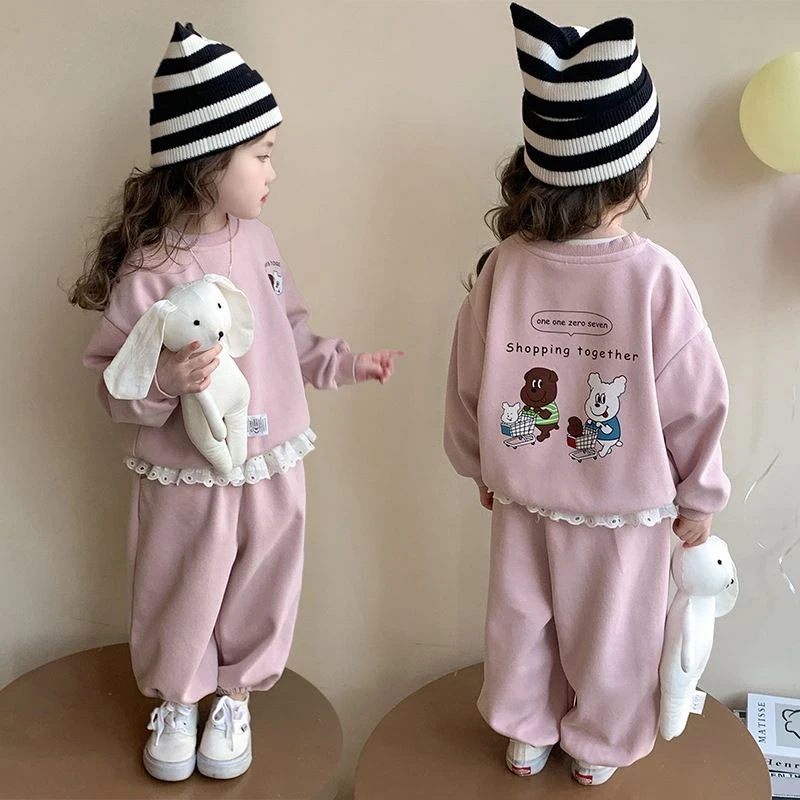女童春秋运动套装2025新款可爱公主风洋气时髦休闲儿童宝宝两件套