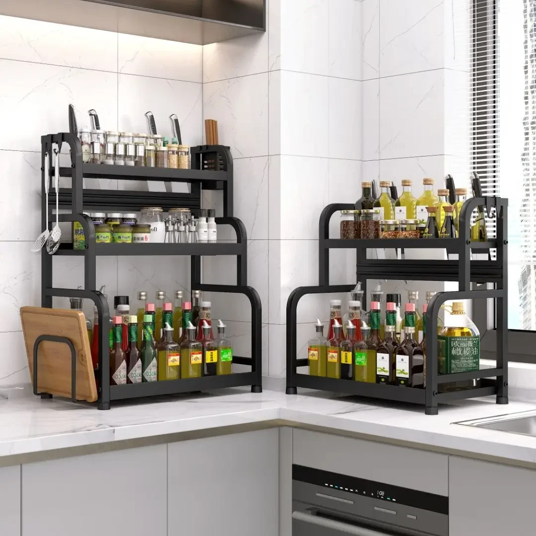 厨房置物架台面多功能调料架用品刀架筷子收纳家用大全多层免打孔