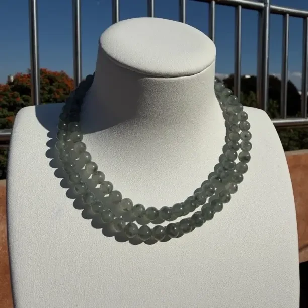 F40缅甸翡翠A货芝麻糊冰乌鸡项链多圈手链卡6.0mm