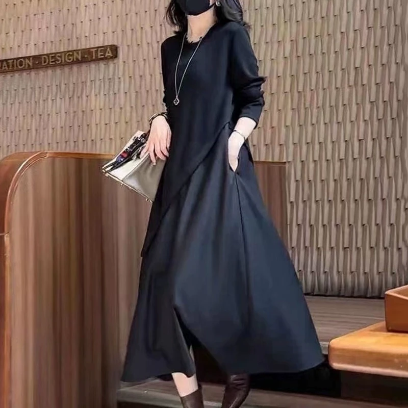 连衣裙子女装春秋季2025年新款时尚小个子气质爆款高腰字中长裙