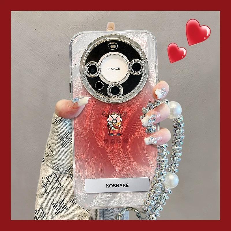 适用华为mate60pro手机壳红色2025新年女款pura70pro+羽纱发财财