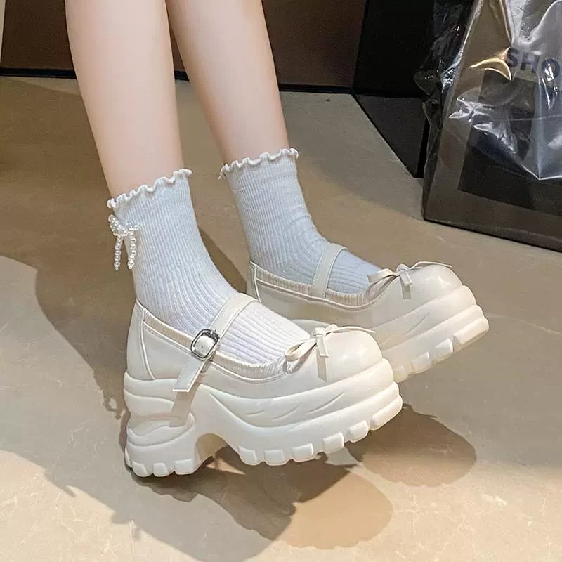 花婉婚纱神器松糕鞋日常可穿新娘鞋厚底公主芭比鞋增高玛丽珍婚鞋