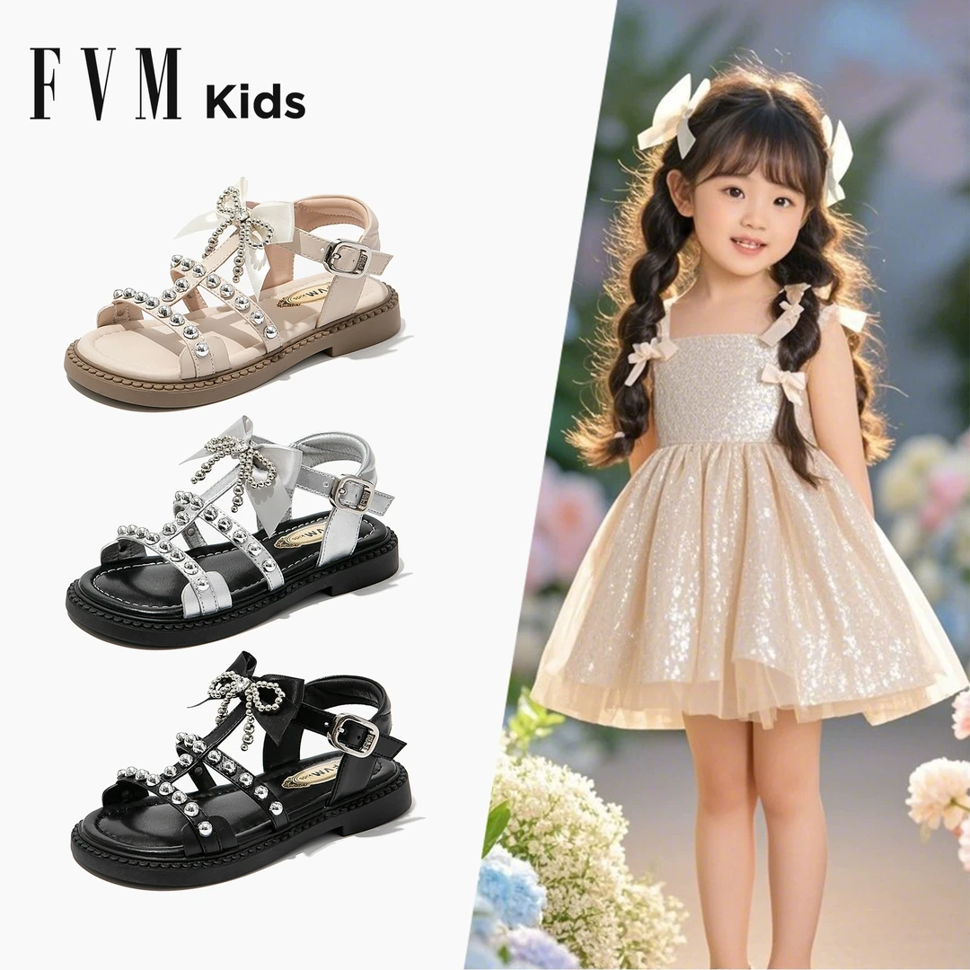 FVM女童鞋子儿童公主凉鞋2025新款夏季夏款女孩宝宝水晶罗马大童