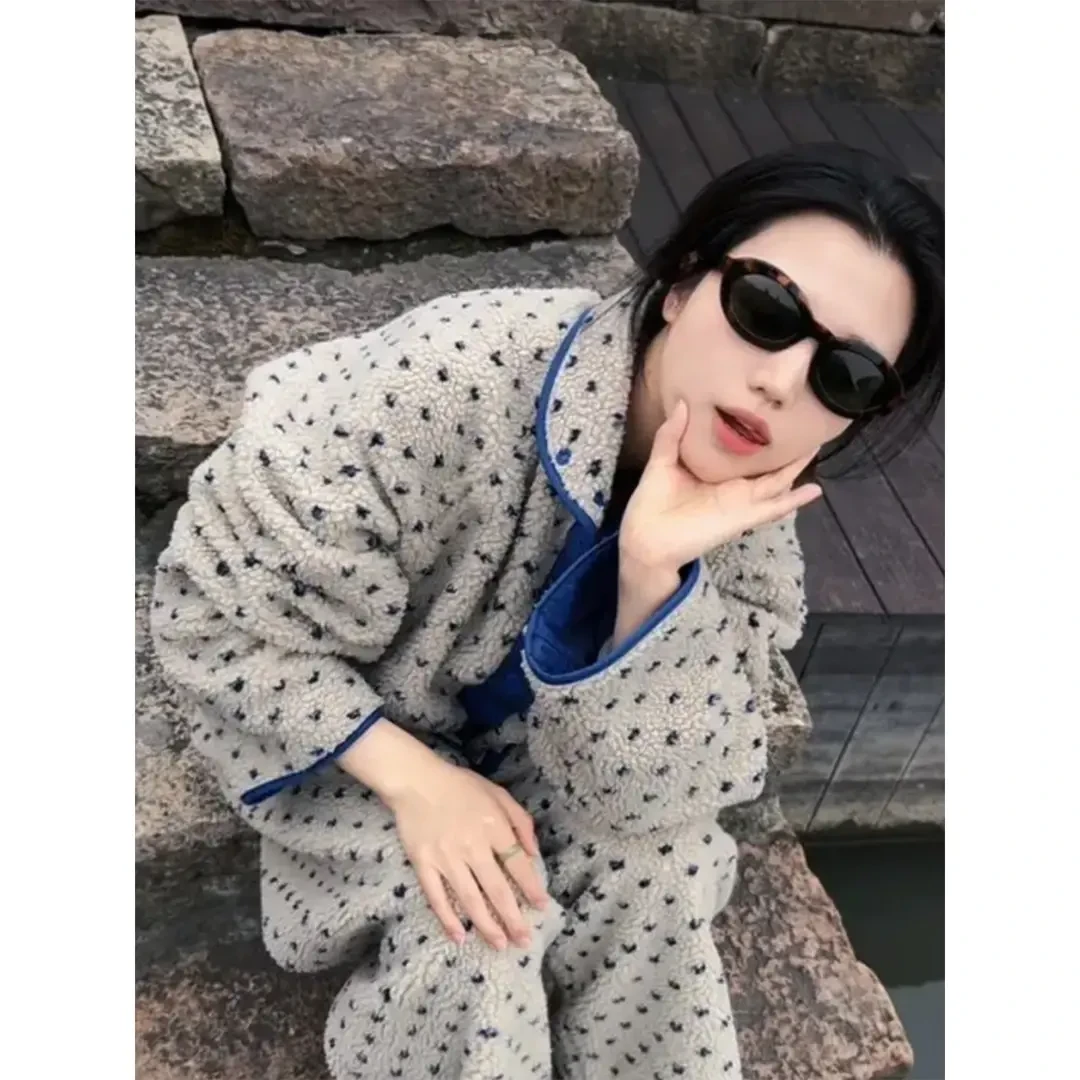 韩系少女印花保暖珊瑚绒睡衣女秋冬季加厚保暖外穿家居休闲服套装