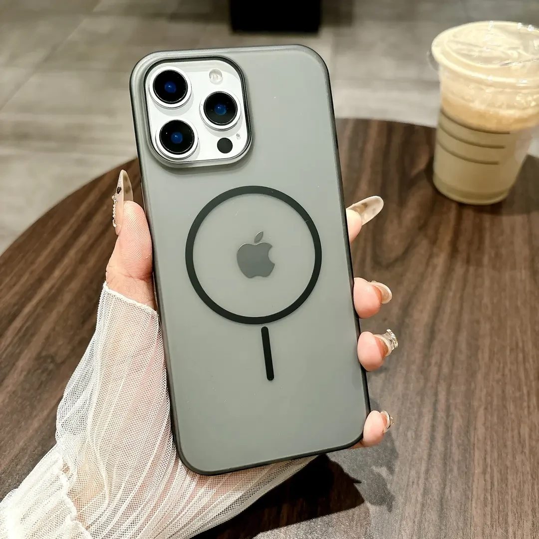 细圈磁吸适用苹果16promax手机冰雾肤感磨砂iphone15/14pro防摔13