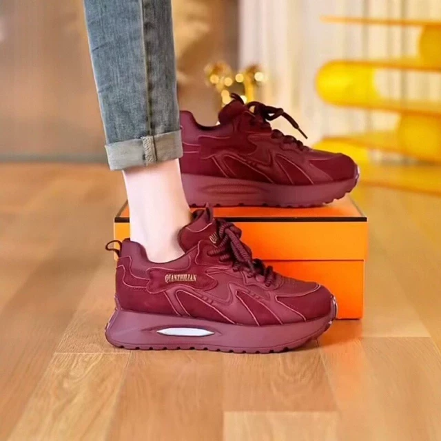 真皮厚底老爹鞋女2024年冬季新款加绒保暖阿甘鞋时尚休闲运动鞋子