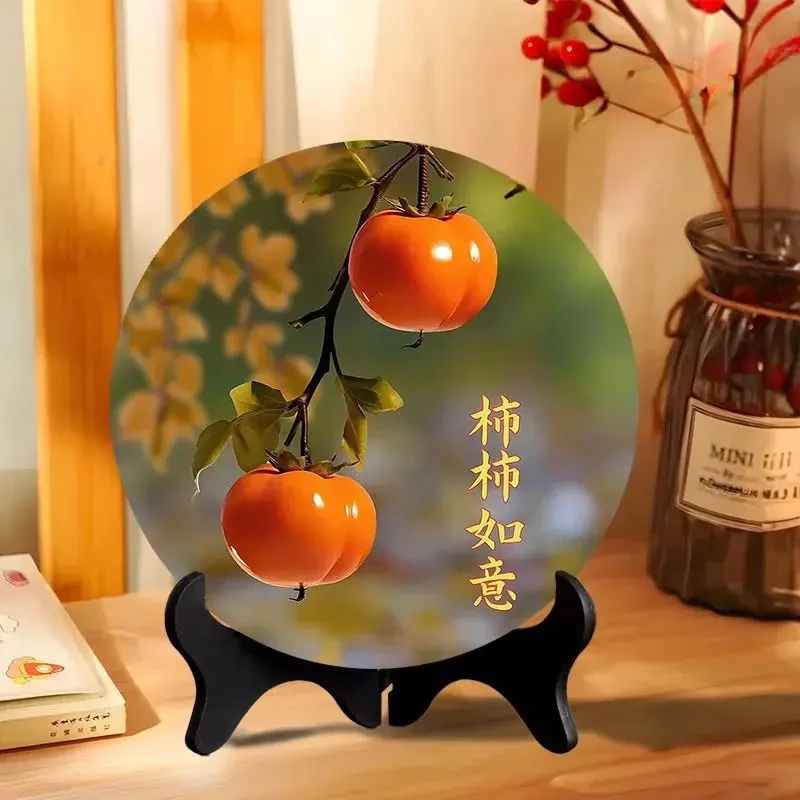 柿柿如意摆件现代装饰画相框餐厅办公室桌面潮款饰品家用乔迁礼物