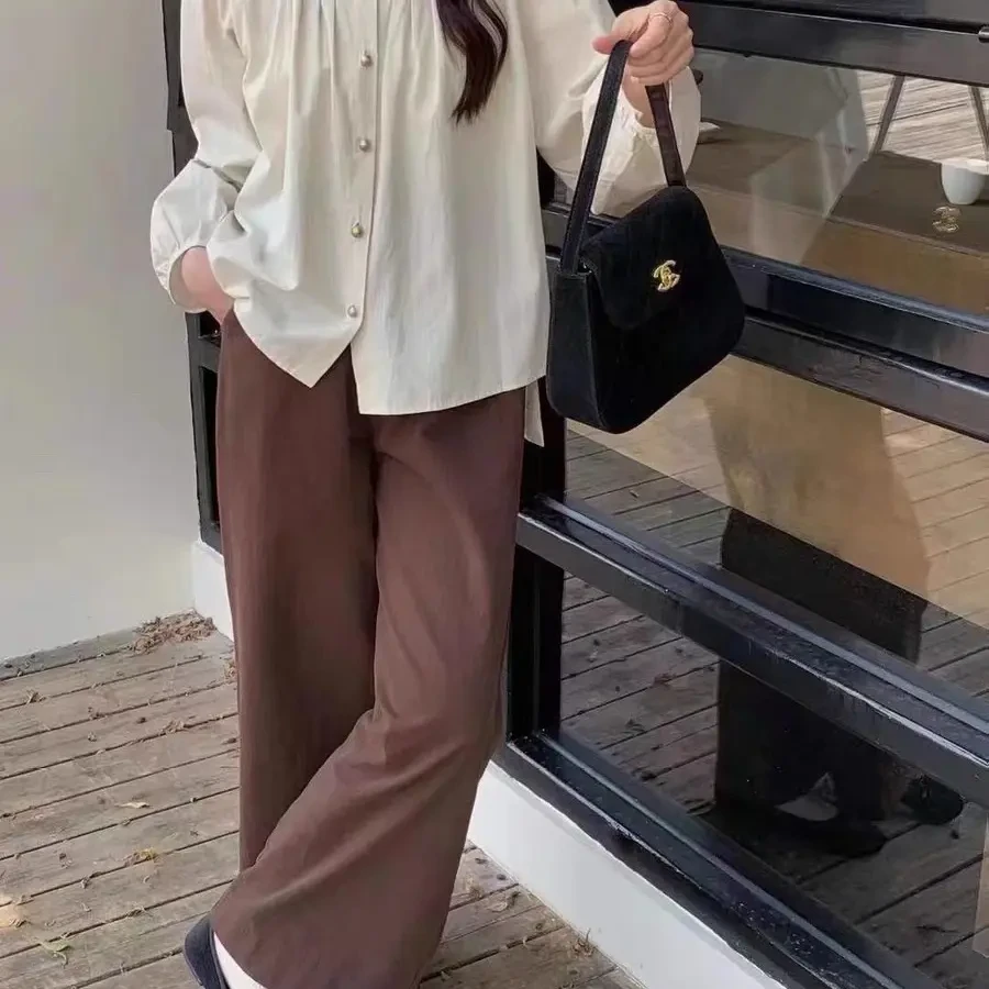 （直播链接）优雅复古风甜美褶皱装饰宽松长袖衬衫