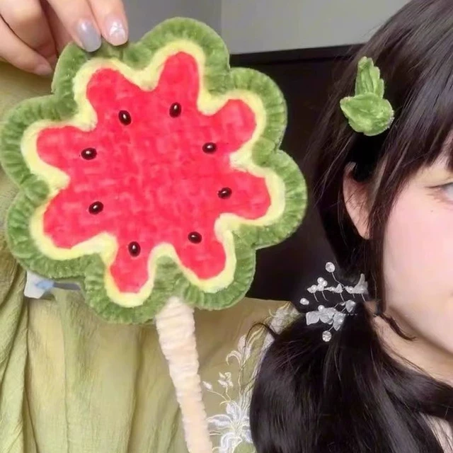 西瓜扇子扭扭棒手工diy材料包自制创意团扇挂件夏日氛围拍照神器