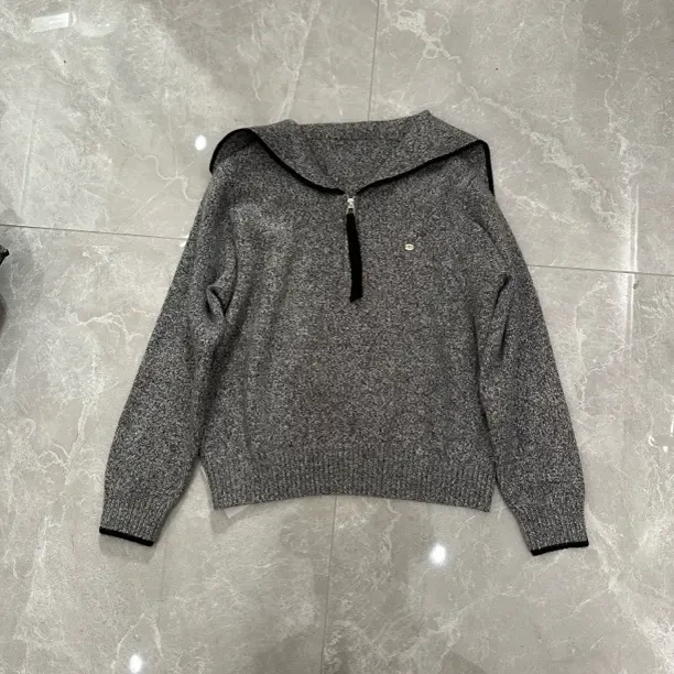 9266宽松型女针织毛针织衫半拉链慵懒风