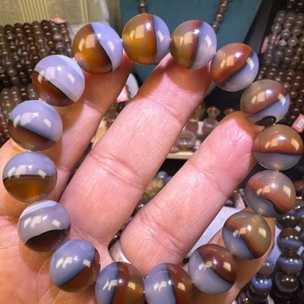 天然玛瑙天地大圆珠男女款手串