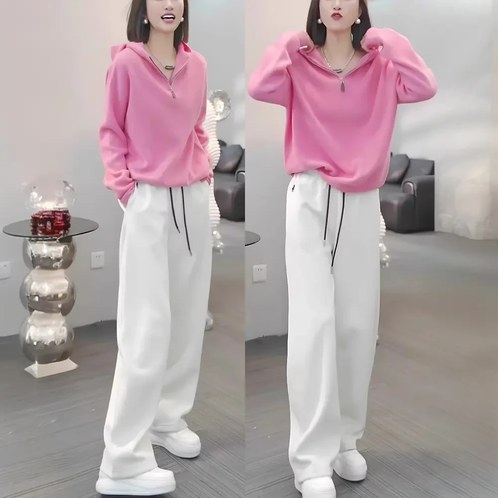 时尚休闲套装女2025春秋新款洋气减龄卫衣阔腿裤秋季穿搭一整套潮