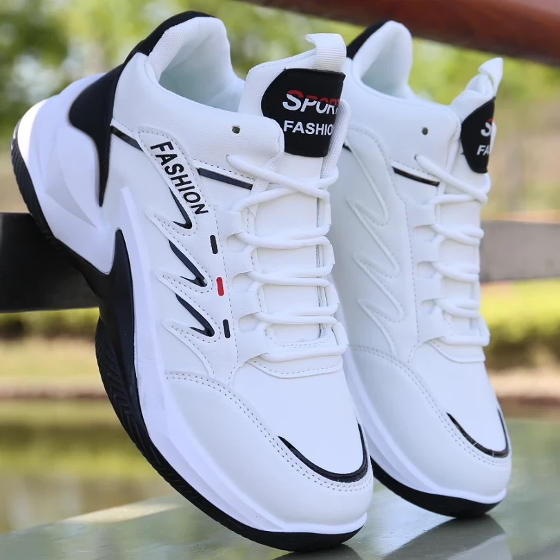 鞋子男款爆款2025新款夏季男士皮面防水运动鞋防滑耐磨休闲跑步鞋