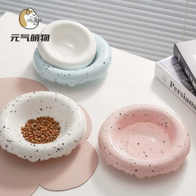 元气猫碗陶瓷ins猫咪大口径狗碗护颈防打翻狗食盆防黑下巴宠物碗