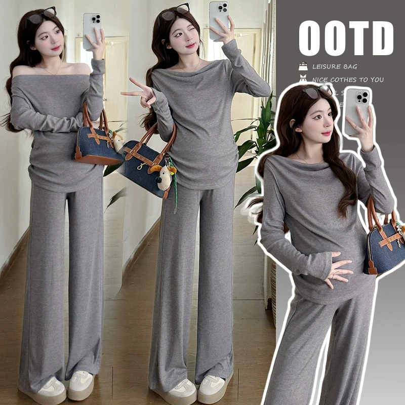 2025新款孕妇休闲套装外穿春秋套装时尚洋气显瘦孕妇裤两件套宽松