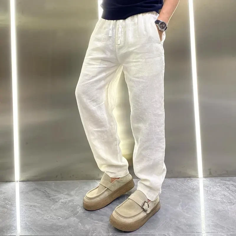 夏季超薄休闲长裤纯锥形弯刀小脚九分裤吸汗透气凉爽痞帅休闲裤