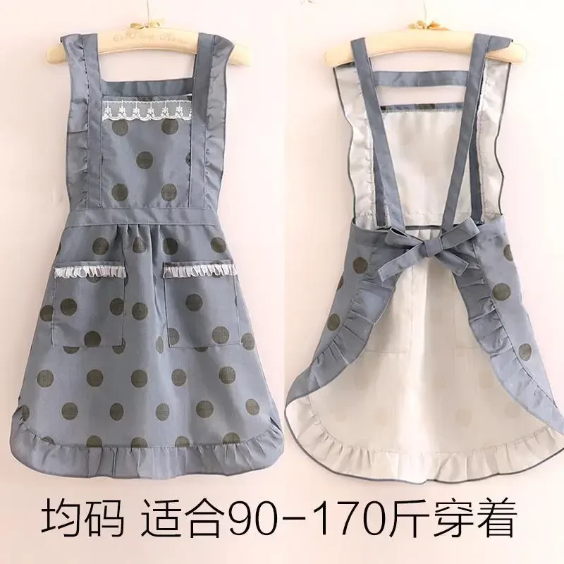 新款洋气厨房家用围裙女帆布透气春夏韩版可爱大人围腰工作小清新