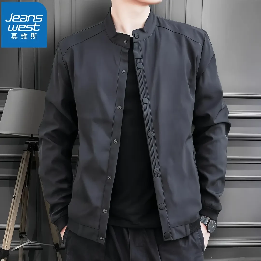 真维斯Jeanswest外套男春秋季新款休闲宽松百搭立领潮流大码夹克