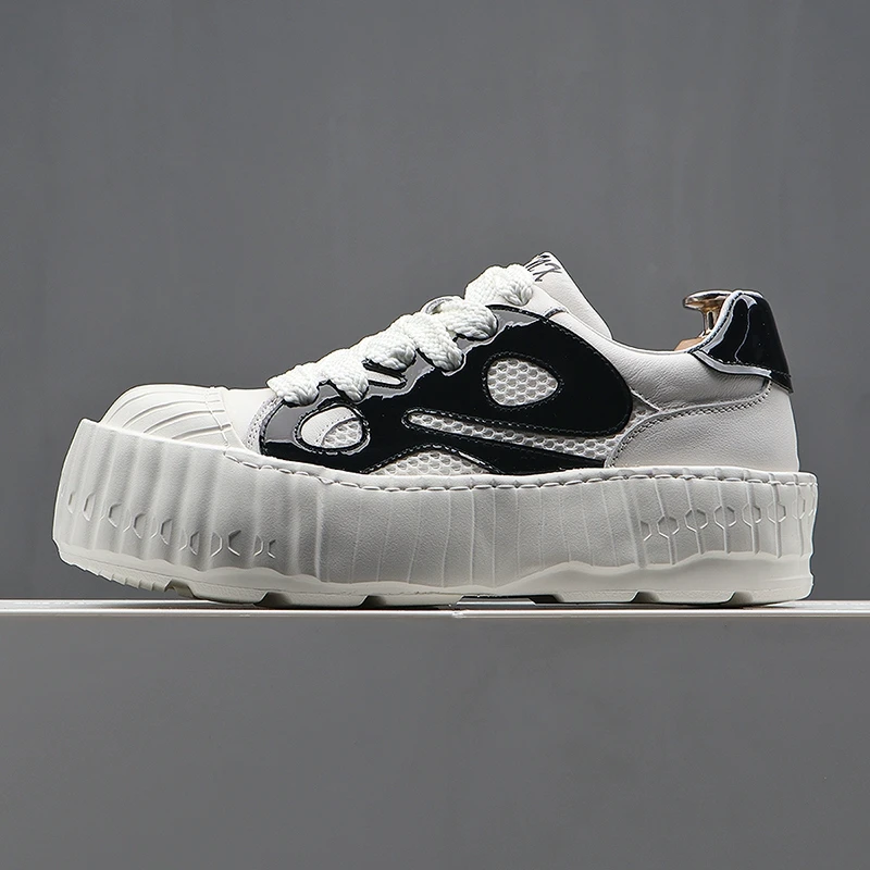 牛皮老爹鞋男2025新款厚底增高夏季透气软底休闲鞋真皮鞋子面包鞋