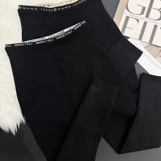 2025秋冬加绒保暖修身显瘦高腰云朵裤黑色紧身大弹力发热打底裤女