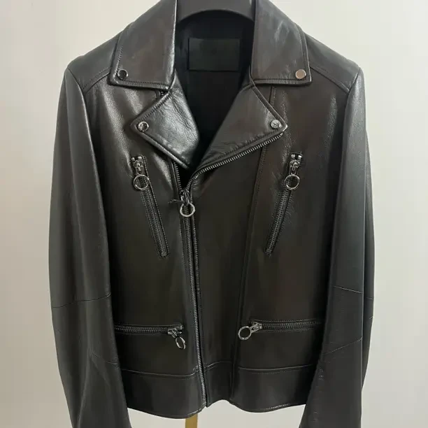 泰古男装头层真皮皮衣修身显瘦机车皮夹克外套