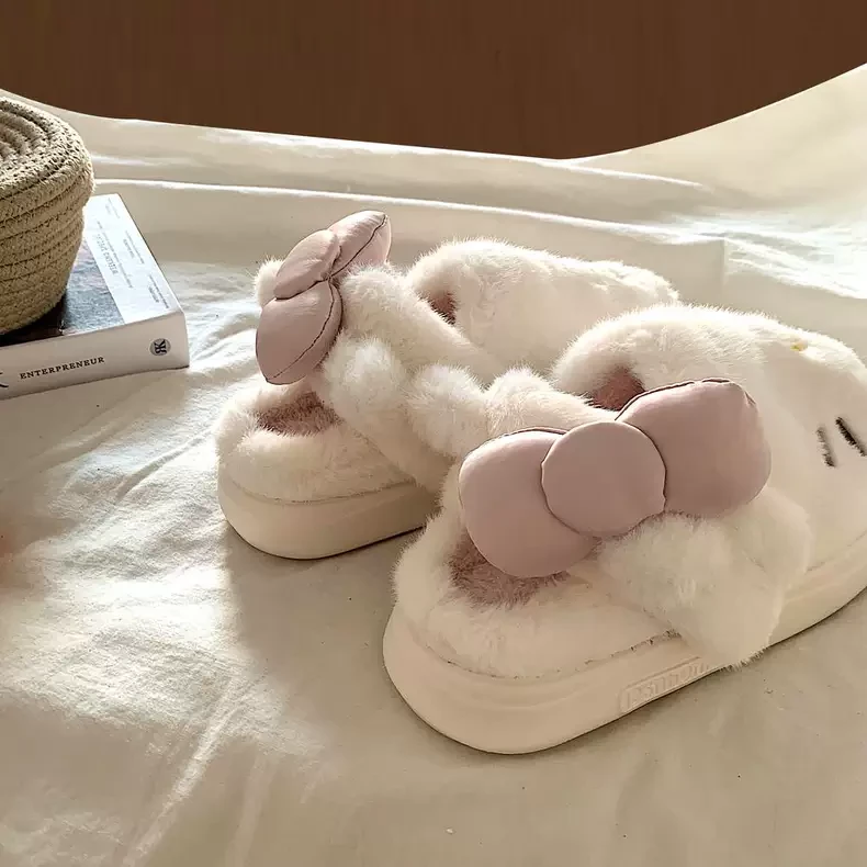 两穿软萌KT猫居家保暖毛毛拖鞋女冬季外穿ins厚底防滑网红棉拖鞋