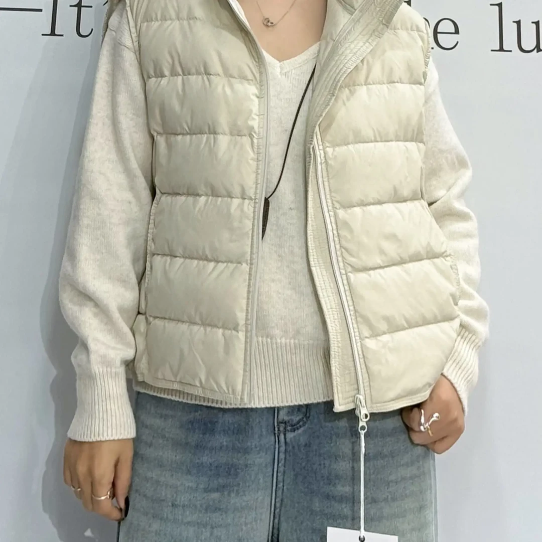 宽松型厚款女秋季立领羽绒拼接马夹百搭短款休闲女款宽松