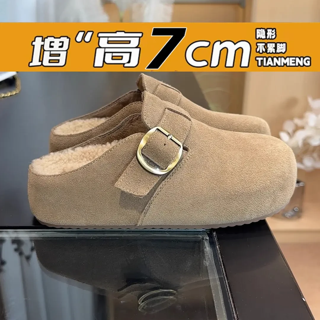 厚底内增高勃肯鞋女包半拖鞋外穿2025新款秋季一蹬博肯单鞋