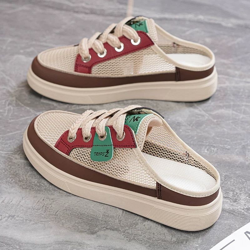 包头拖鞋女新款夏季网面百搭防滑外穿时尚防臭轻便薄款半拖女