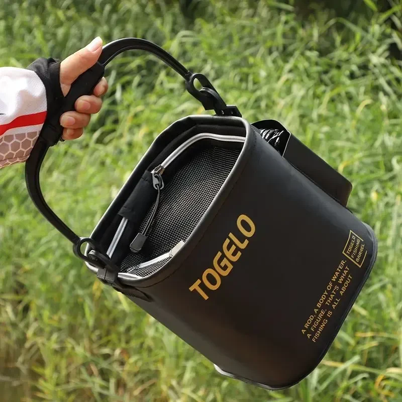 鱼桶新款折叠钓鱼打水桶野钓专用鱼护鱼箱装备带盖手提活鱼桶便携