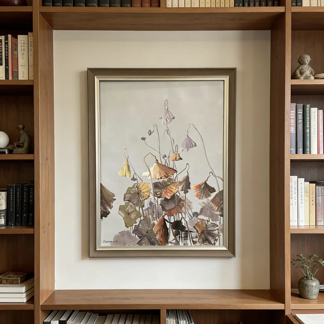 《晚荷》新中式古典小众艺术客厅玄关油画