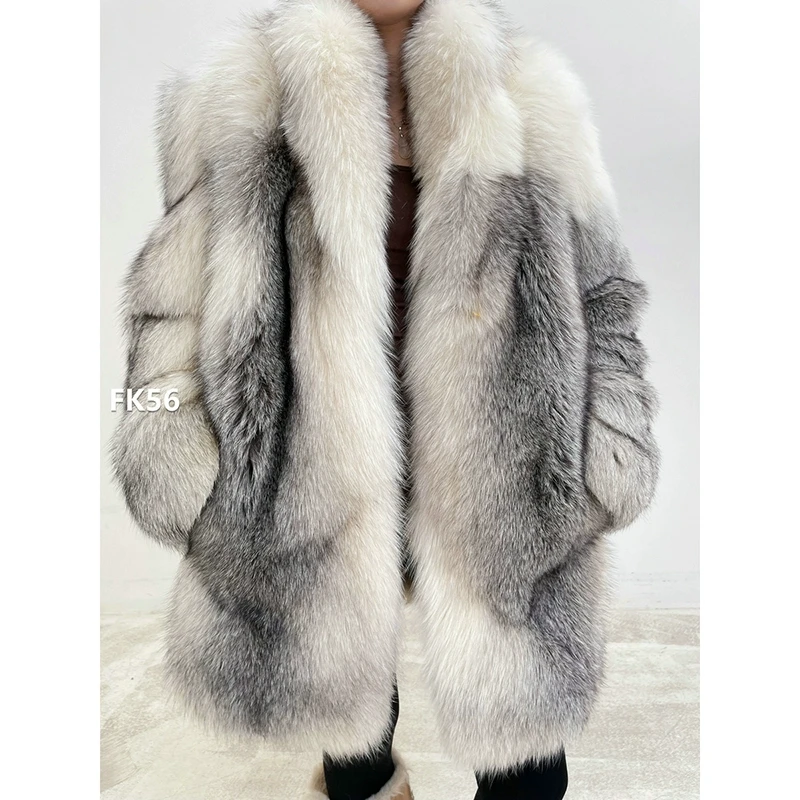 【FK56】M码 十字狐中长款整皮狐狸毛大衣（肩44胸106衣84袖63）