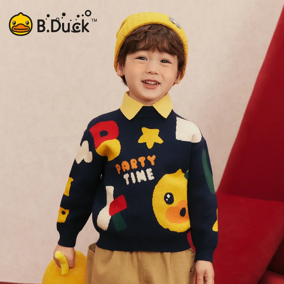 B.Duck小黄鸭儿童套头针织衫卡通男女童冬季新款上衣 BF5512057
