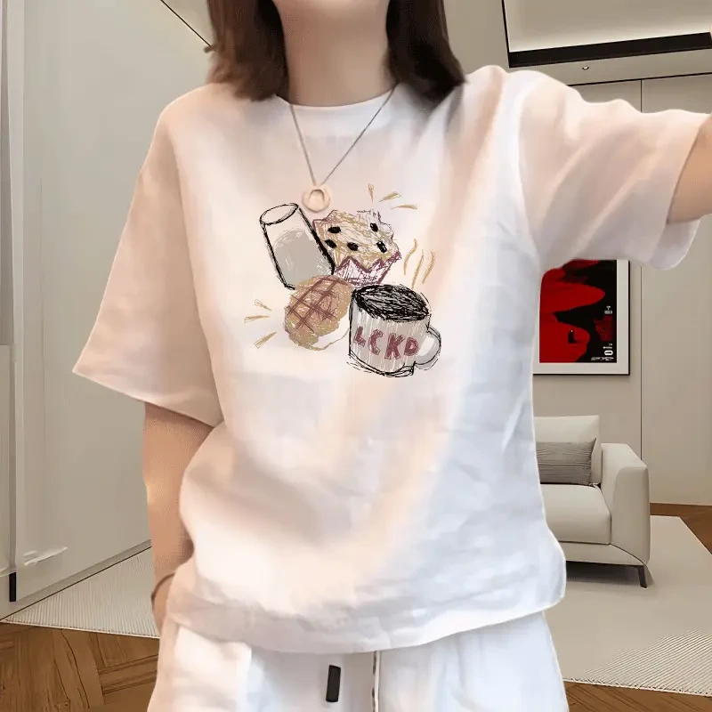 港味chic松弛感加宽短袖2025新款时髦小众T恤女减龄夏季洋气上衣