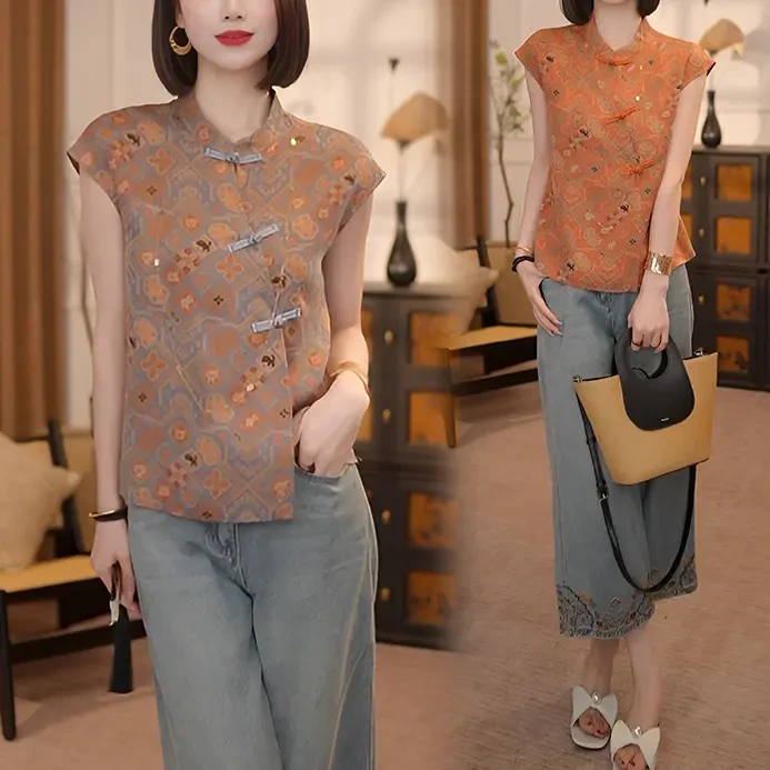 复古贵气老钱风新中式衬衫女2025夏季新款设计感别致洋气小衫上衣