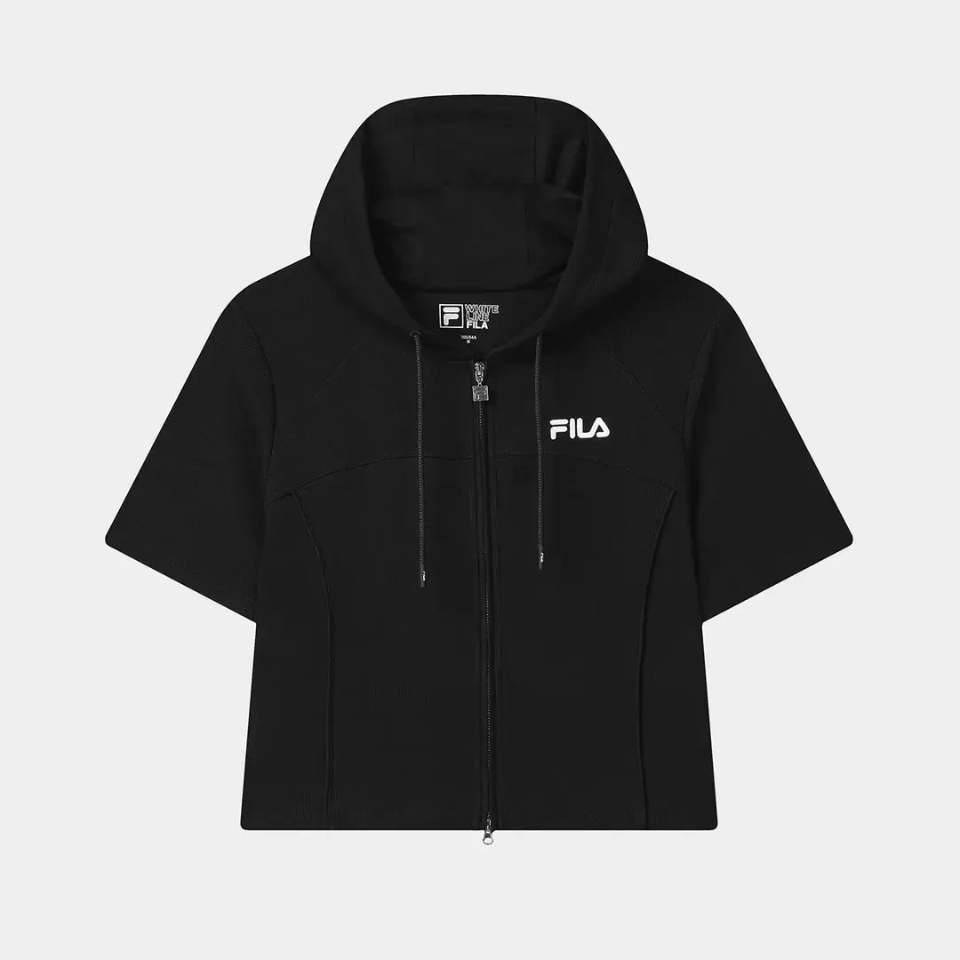 Fila/斐乐女装春款运动休闲短款连帽短袖外套开衫上衣F11W529501F