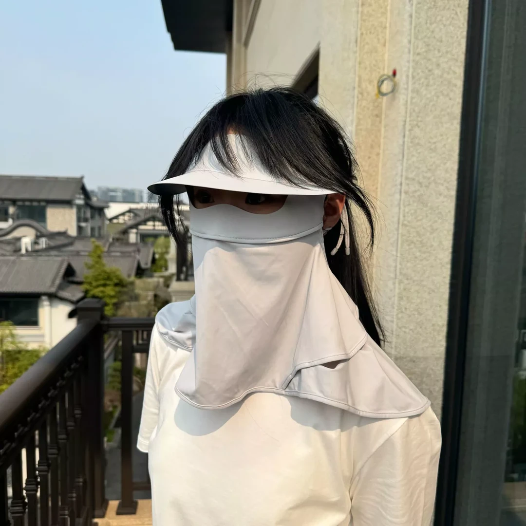 帽檐护颈款薄款透气防晒面罩防晒帽