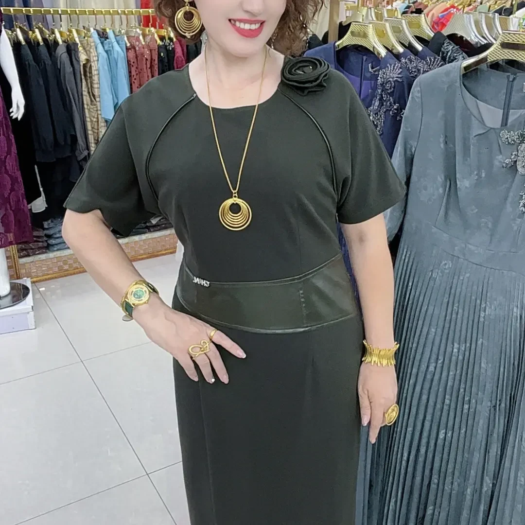 MODA KIZ 爆款时尚轻盈披肩立体玫瑰花设计连衣裙