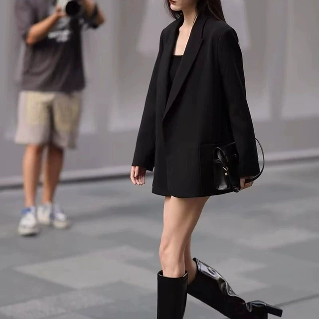 法式赫本风秋季西装外套休闲简约黑色小西服职业外搭又甜又飒洋装