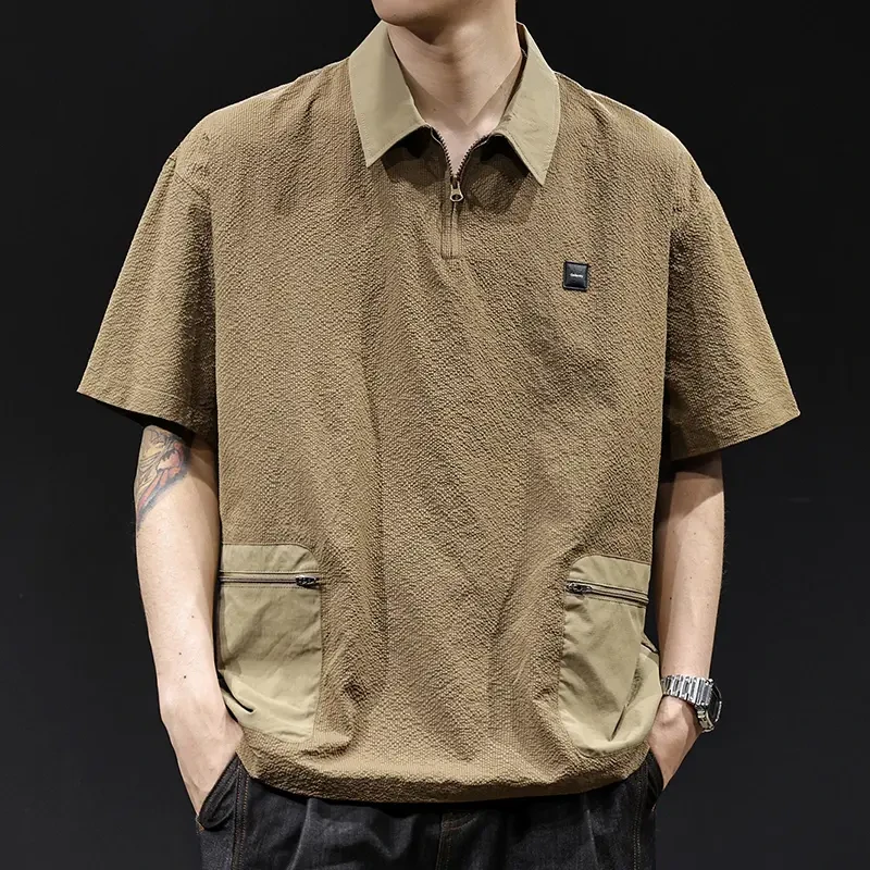 CebrodzPOLO衫男男士翻领大码休闲百搭夏季半袖复古宽松