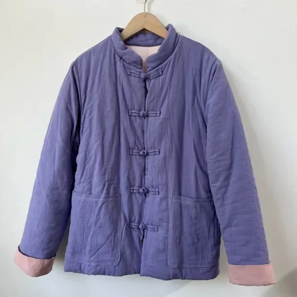 新中式复古盘扣棉麻加厚棉服秋冬保暖外套