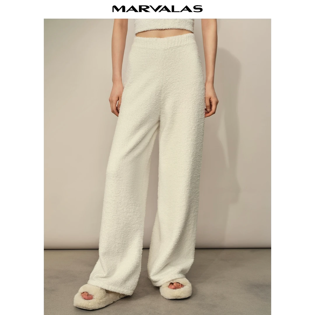 【众心专属】曼德诗纯色毛织裤春秋简约云朵绒休闲长裤女