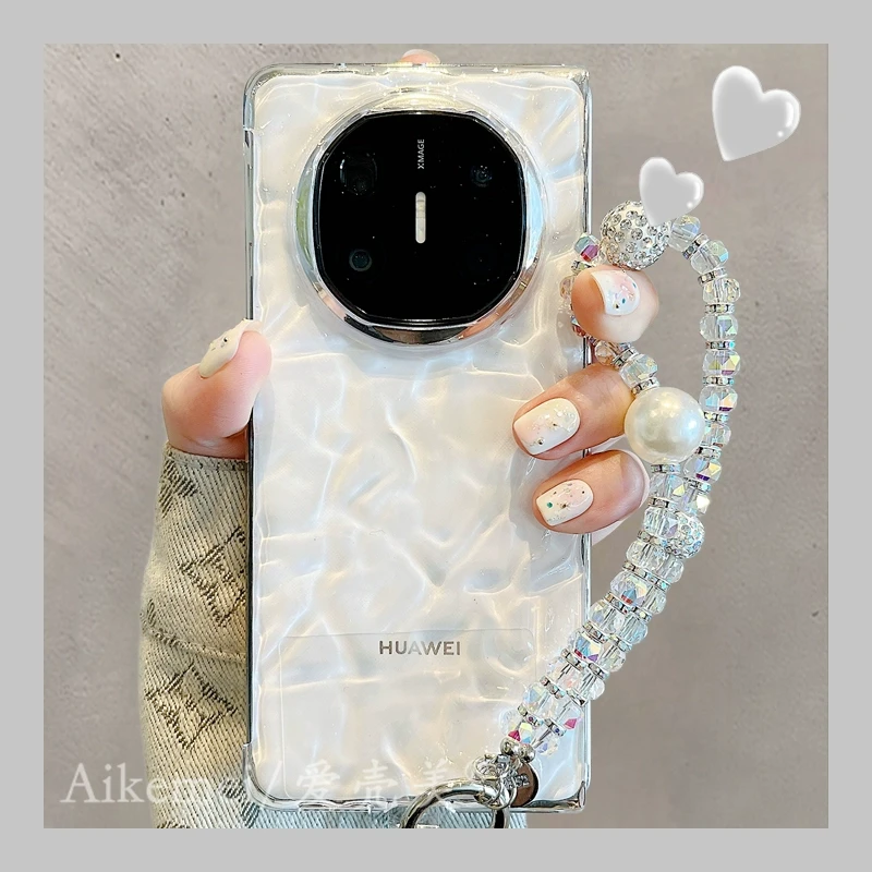 适用华为MateX7折叠屏手机壳MateX6典藏版透明波浪纹matex5链条女