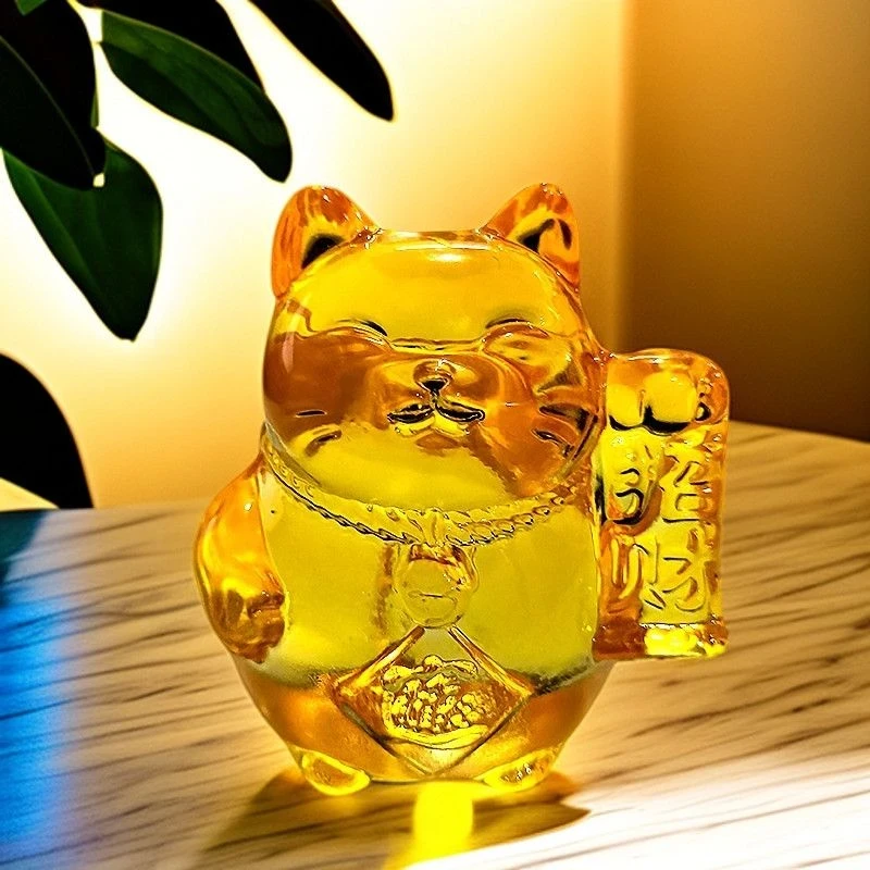 S.5cm招财猫摆件开业礼品琉璃招财纳福客厅家居办公室装饰品cj