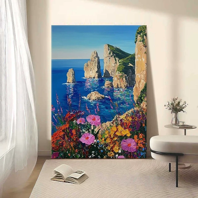 致韬《海上花》大海花卉法式客厅装饰画地中海落地挂画入户玄关壁
