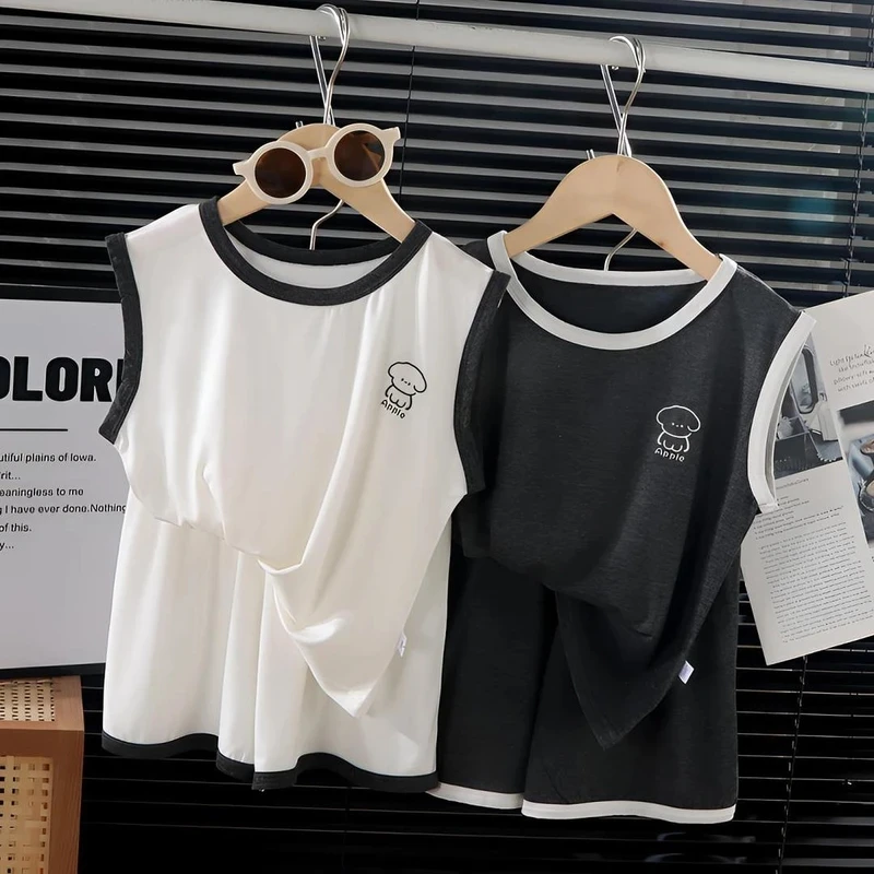 kl2025夏季新款儿童中大童莫代尔家居服睡衣薄款宽松无袖短裤套装