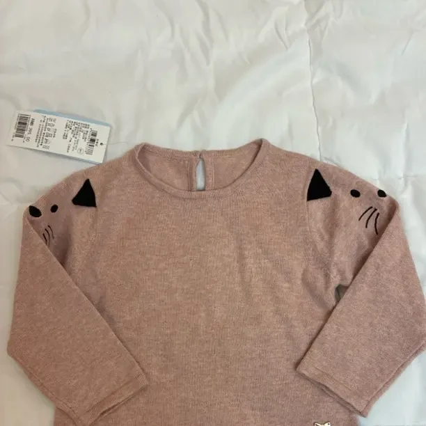 女童秋冬桃心结加绒保暖针织套头毛衣外套