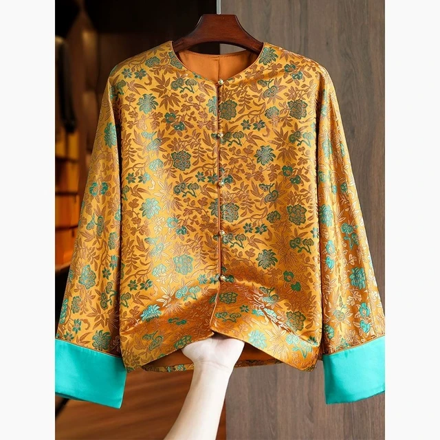 当下焕发出新的生机！美轮美奂~高端真丝织锦缎提花新中式外套女
