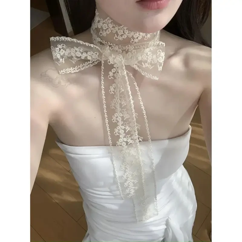 非金属布艺项链 新款韩国ins复古气质蕾丝长条颈带丝巾春夏百搭